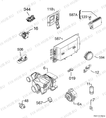 Схема №13 F88705VI1P с изображением Микромодуль для посудомоечной машины Aeg 973911437300040